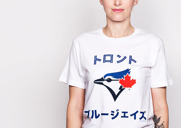 original Japanese Jay Toronto Blue Jays kanji katakana t-shirt Bulletin XL